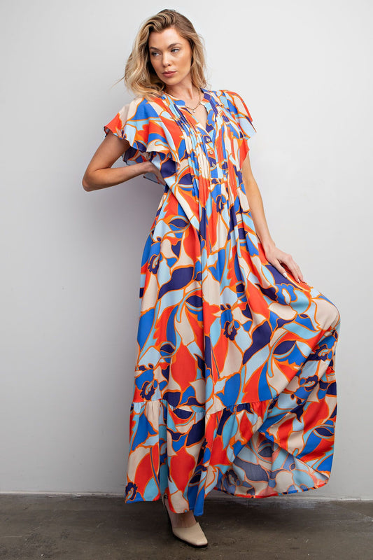 Easel Geometric Maxi Dress
