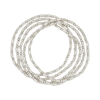 Bracelet Set - Rectangle Beaded in Silver