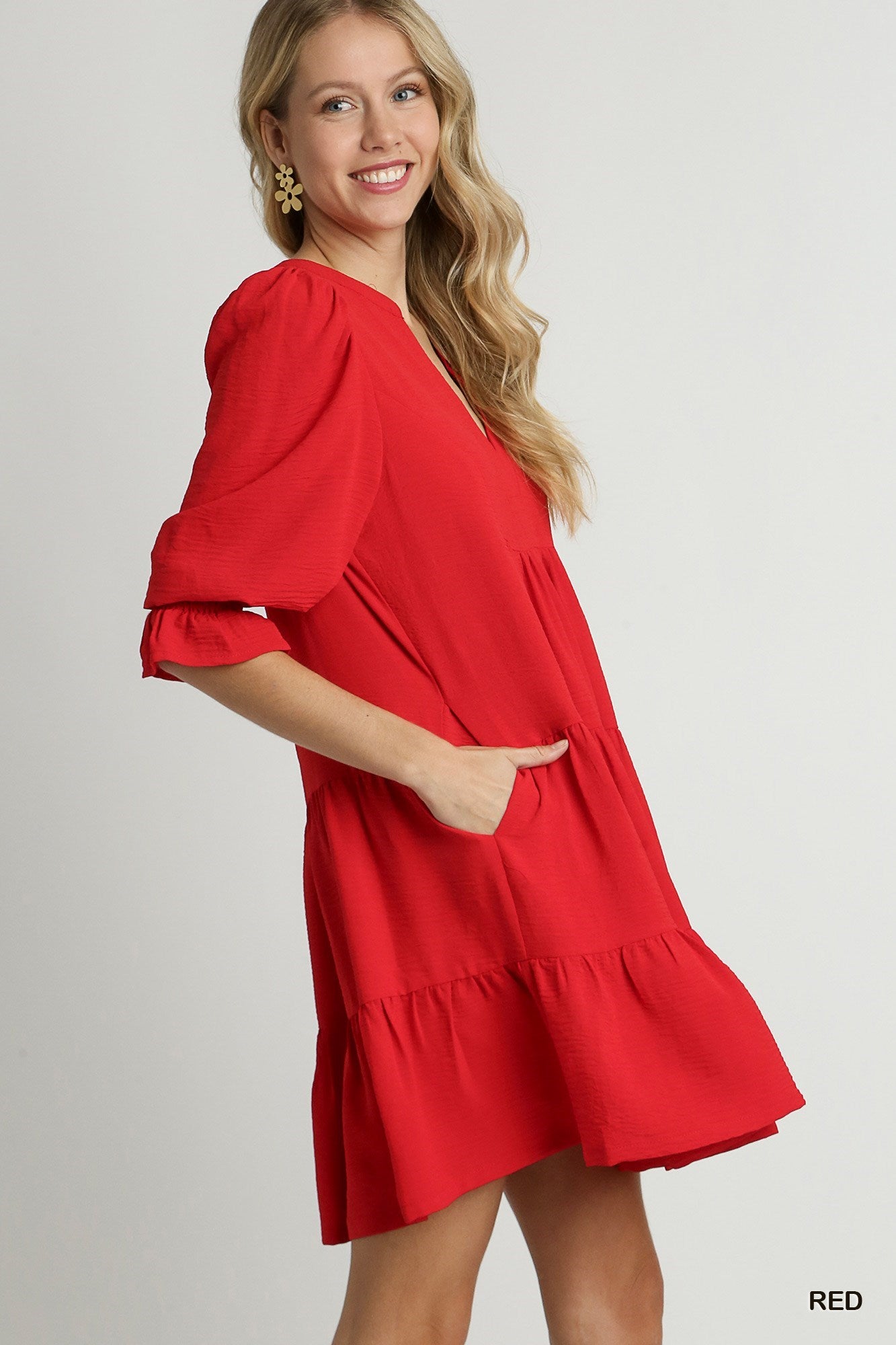Umgee Red Tiered Dress