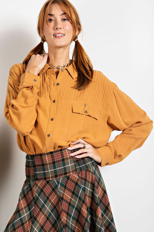 Easel Button Down Shirt in Camel